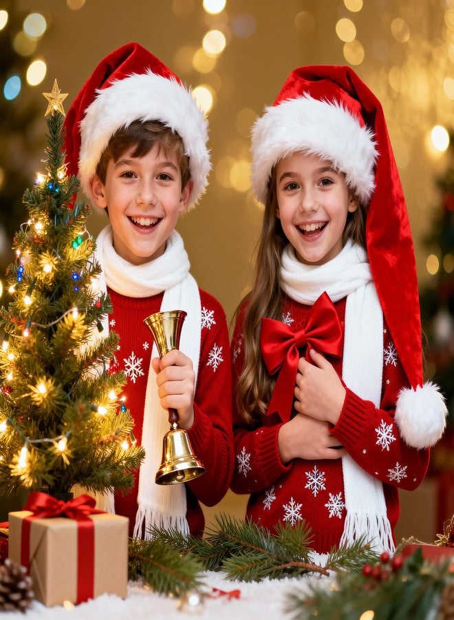 BOSONER Santa Hat Kids for Christmas: Toddler Plush Santa Hats Velvet Claus Hats for Christmas Festive Holiday Party Supplies (Red - Extra Long) - Image 5